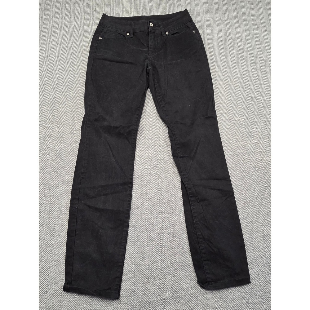 London Jean Women Black Straight Leg Pants Size 2 Short Cotton Stretch 274904RF2